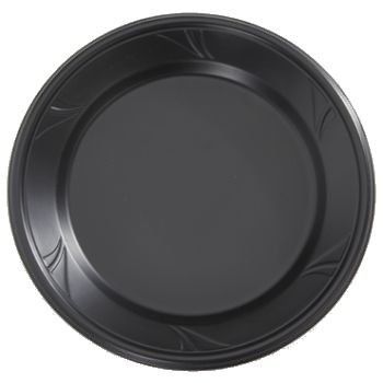 Finesse Black Microwaveable Plastic 10-inch Dinner Plates, Made of Polyproplyene 100 Per Box