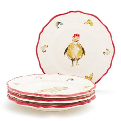 Sur La Table Jacques Pepin Collection Chickens Appetizer Plates 2015/19, Set of 4