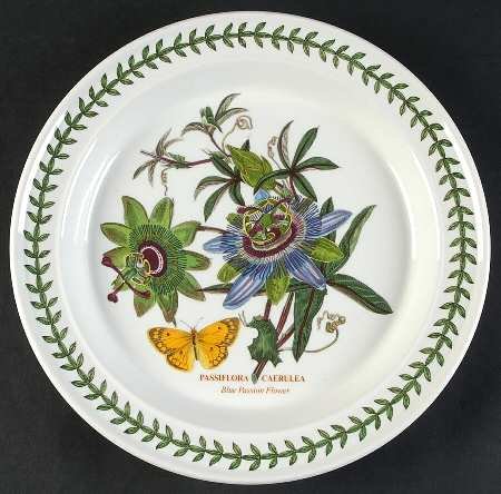 PORTMEIRION BOTANIC GARDEN Blue Passion Flower Dinner Plate