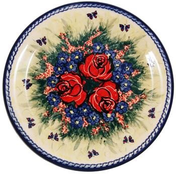 Boleslawiec Stoneware - Polish Pottery Dinner Serving Plate - Wild Roses