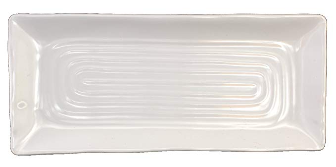 Lucky Star Melamine Rectangular Dinner Serving Plate, White, 12-pcs per case (1 dozen) (12