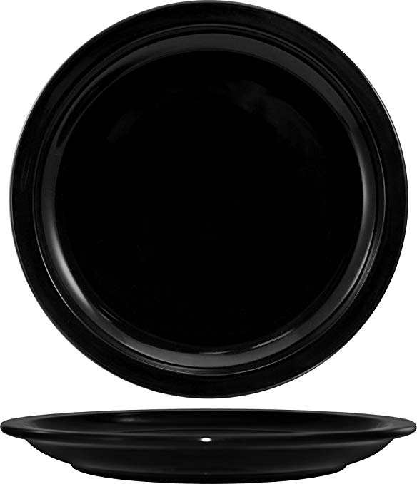 ITI CAN-8-B Cancun Narrow Rim Dinner Plate, 9-Inch, 24-Piece, Black