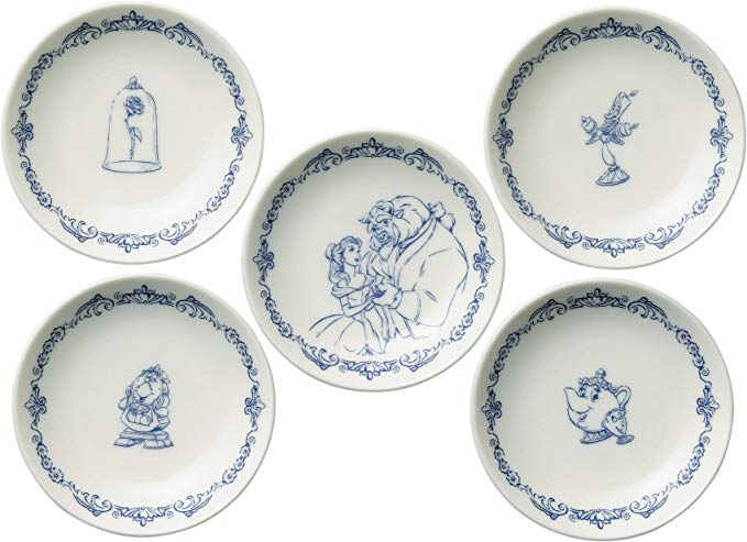 Maebata Walt Disney Beauty and the Beast Dish Plate Saucer Set of 5 D-BB03