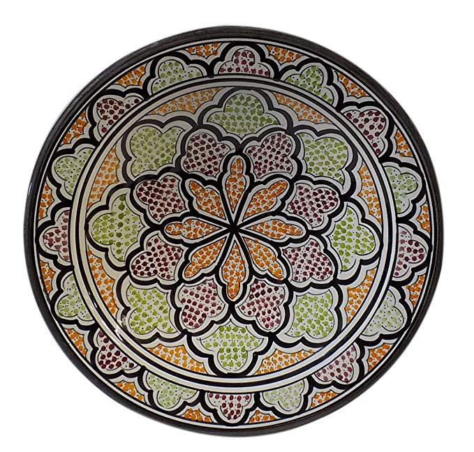 Ceramic Plates Moroccan Handmade Serving Wall Hanging Exquisite Colors Decorative 14 inches Diameter