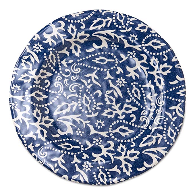 tag - Artisan Melamine Dinner Plate, Durable, BPA-Free and Great for Outdoor or Casual Meals, Blue (Set of 4)