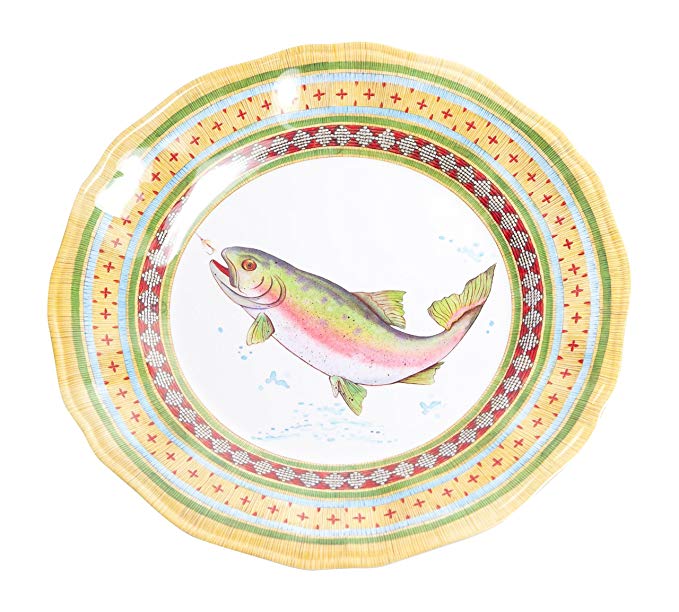 Galleyware Trout Melamine Non-Skid Dinner Plate, Set Of 6