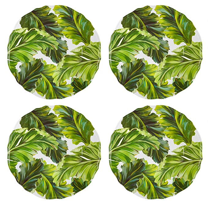 Coastal Living Seascapes Havana Leaf Melamine Dinner Plates, Set of 4