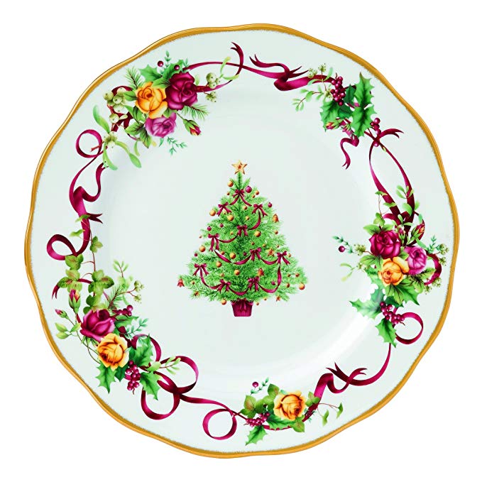 Old Country Roses Christmas Tree Dinner Plate, 10.25 Inches
