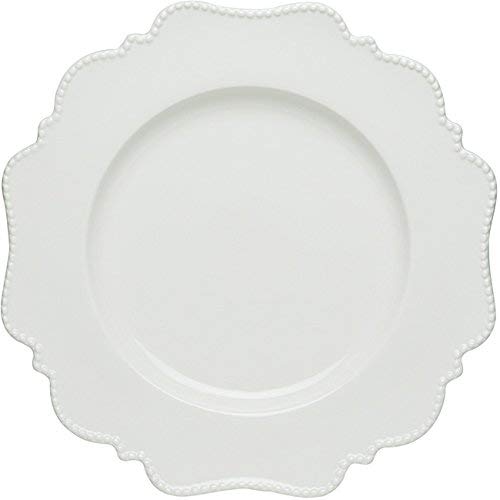 Red Vanilla Pinpoint White Dinner Plates (Set of 6), 11 inches wide