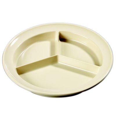 Tan All Purpose Medium Weight Gloss Finish Kingline 8 3/4 inch 3-Compartment Plate 1 1/4 inch Deep - 12 per case