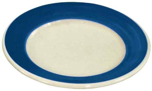 Crestware Roll Edge 10-1/4-Inch Plate Blue Rim, 12-Pack