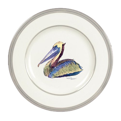 Carolines Treasures 8057-DPPR-11 Pelican Ceramic Dinner Plate Round 10.75 in. Platinum Rim