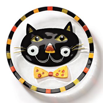 Black Cat Glass Fusion Plate by Lori Siebert