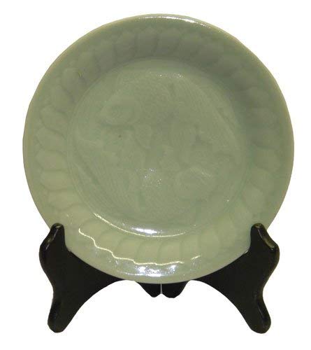 Green celadon carp plate - goldfish design, 10