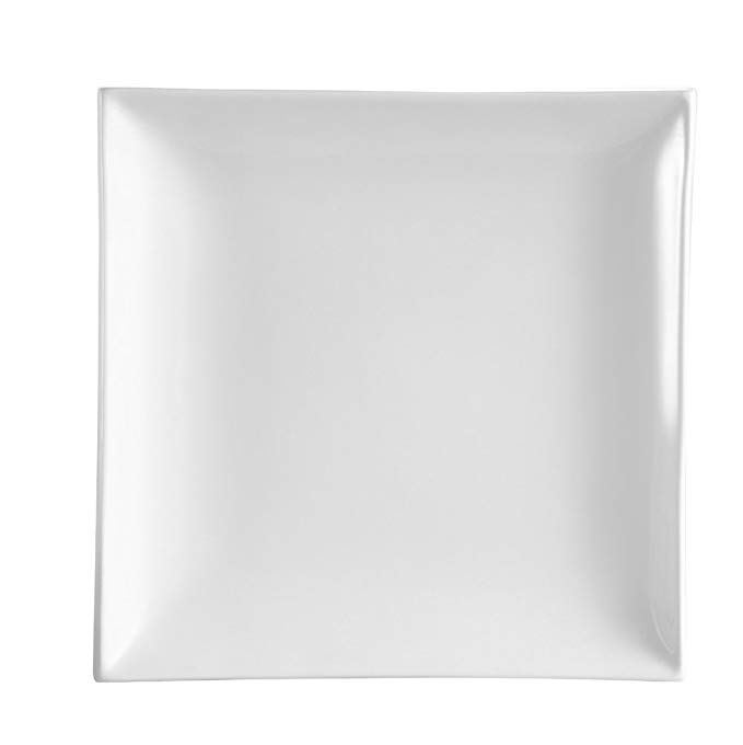 CAC China TOK-21 Tokyia Super White Porcelain Thick Square Plate, 11-1/2-Inch, Box of 8
