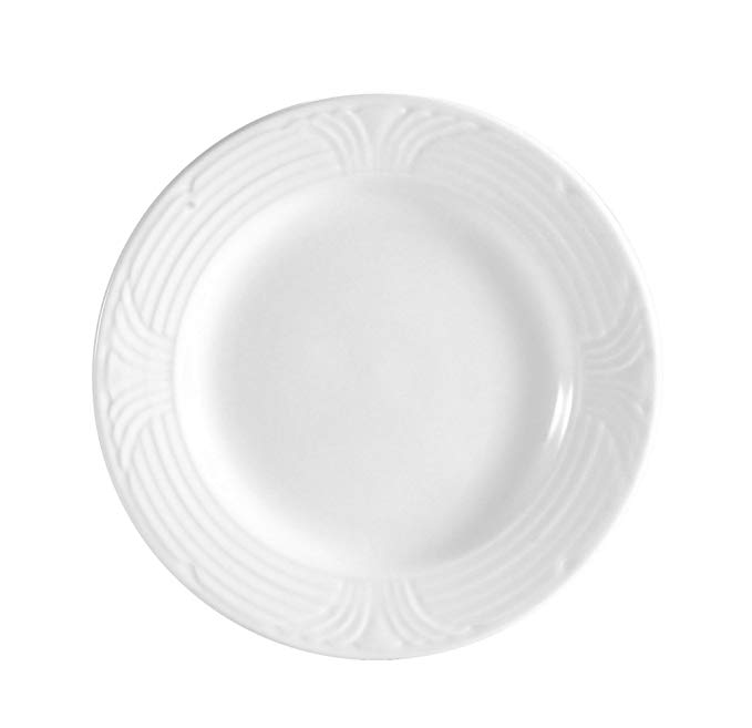 CAC China CRO-21 Corona 12-Inch Super White Porcelain Plate, Box of 12