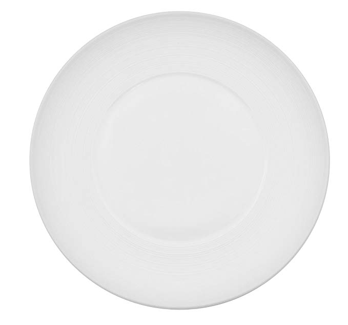 CAC China TST-W9 Transitions 9-1/2-Inch Non-Glare Glaze Super White Porcelain Wide Rim Plate, Box of 24