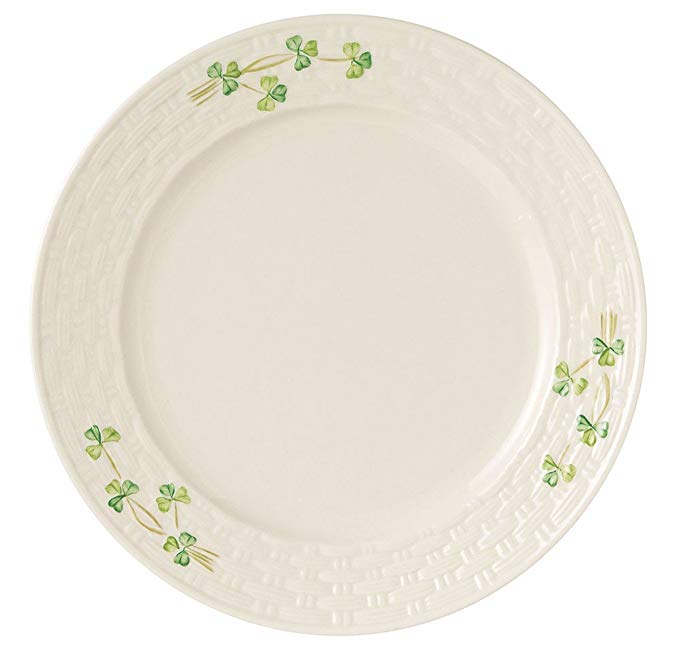 Belleek Group 0036 Shamrock Dinner Plate, 11.25-Inch, White