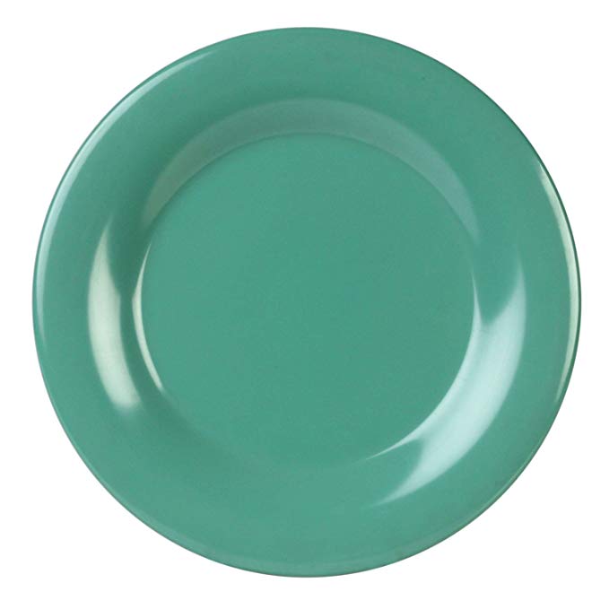 Excellanté Green Melamine Collection 9-Inch Wide Rim Round Plate, Green, 12-Piece