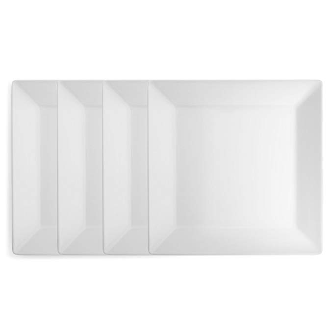 Q Squared Diamond White BPA-Free Melamine Dinner Plate, 10-1/2 Inches, Set of 4, White