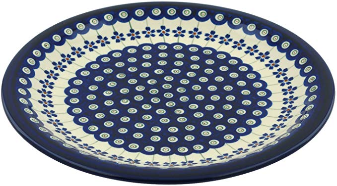 Polish Pottery Dinner Plate 11-inch Flowering Peacock