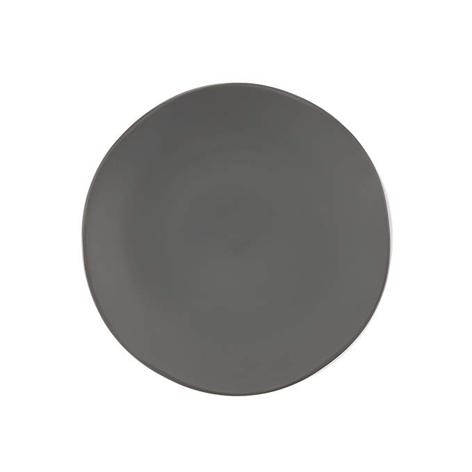 Fortessa Vitraluxe Dinnerware Heirloom Matte Finish Dinner Plate 10.75-Inch, Charcoal, Set of 4