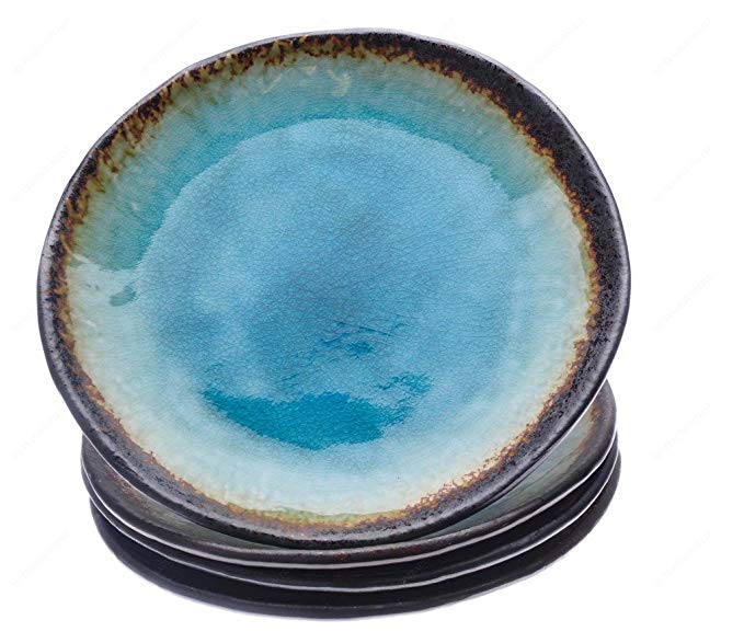 Kotobuki 161-746 Turquoise Sky Glazed Large Dinner Plate, 9½-Inch, Set of 4