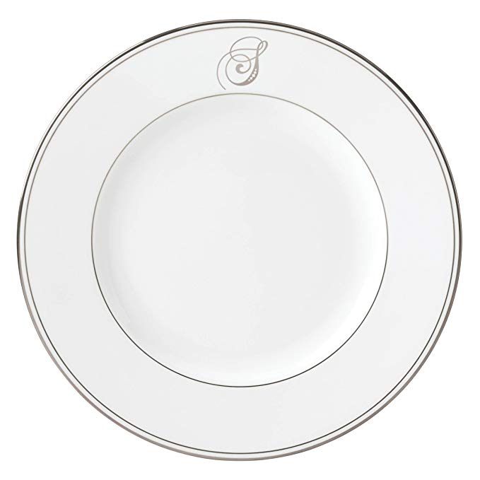 Lenox Federal Platinum Script Monogram Dinnerware Dinner Plate, S