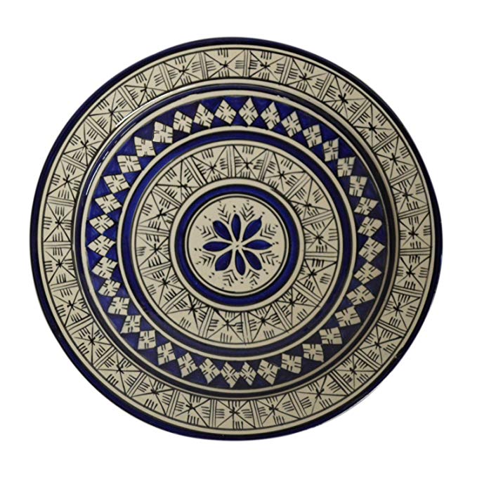 Ceramic Plates Moroccan Handmade Serving Wall Hanging Exquisite Colors Decorative 14 inches Diameter