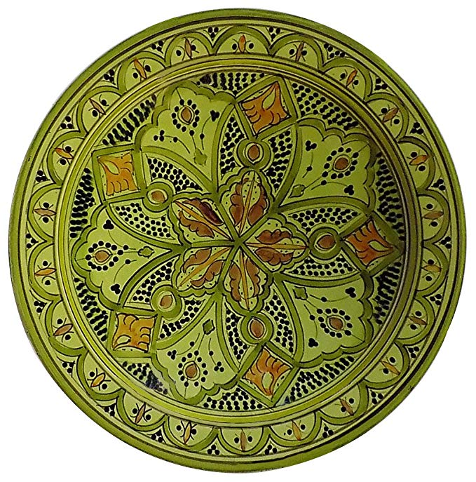 Ceramic Plates Moroccan Handmade Serving Wall Hanging Exquisite Colors Decorative 14 inches Diameter