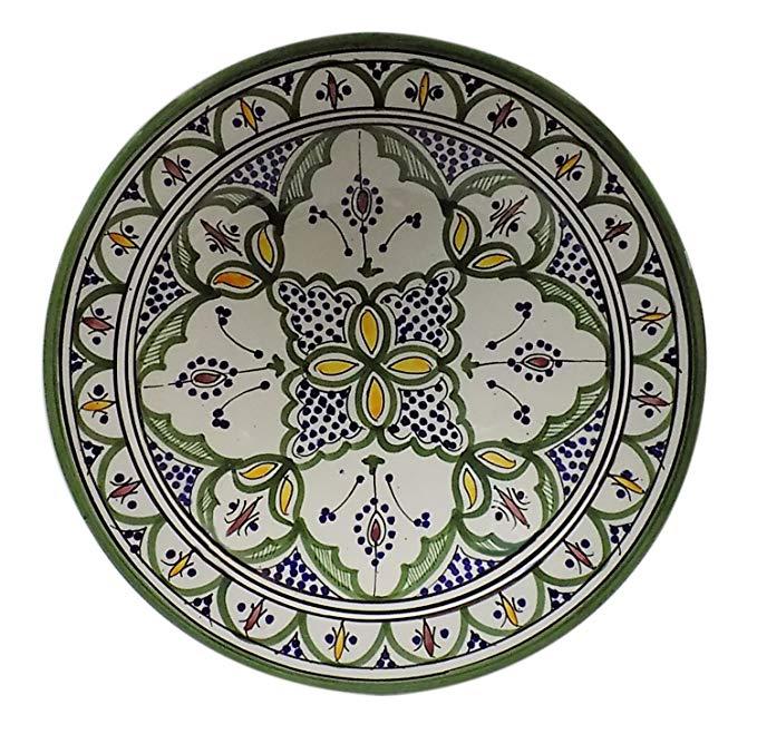 Ceramic Plates Moroccan Handmade Serving Wall Hanging Exquisite Colors Decorative 14 inches Diameter