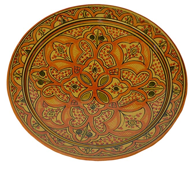 Ceramic Plates Moroccan Handmade Serving, Wall Hanging, Exquisite Colors Decorative 14 inches Diameter