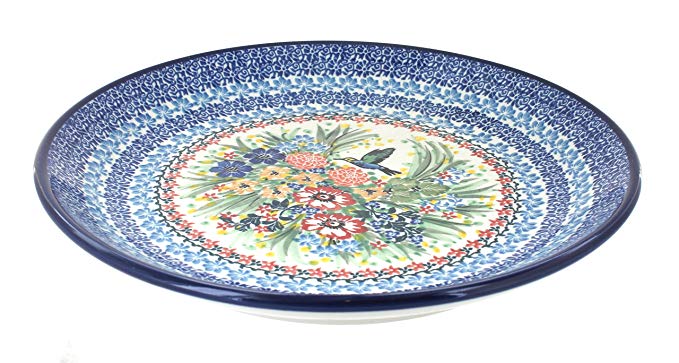 Blue Rose Polish Pottery Hummingbird Dinner Plate