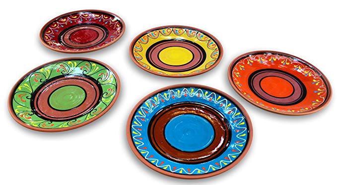 Terracotta Small Dinner Plates Set of 5 (European Size) - Hand Painted From Spain