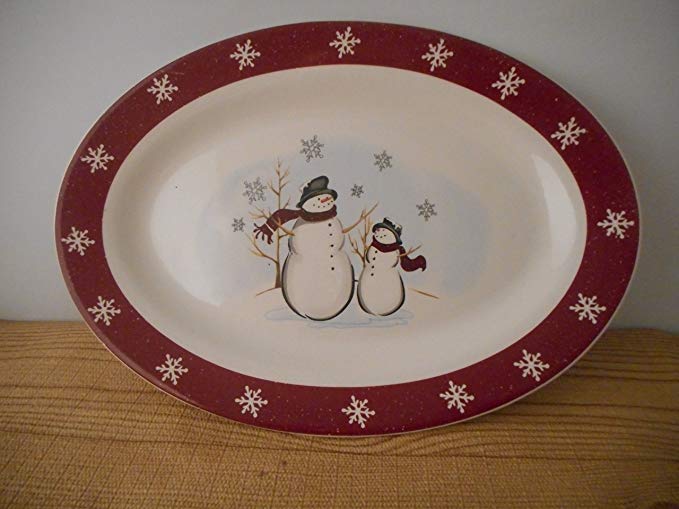 ROYAL SEASONS SNOWMAN Stoneware Serving Plate (14 INCH)