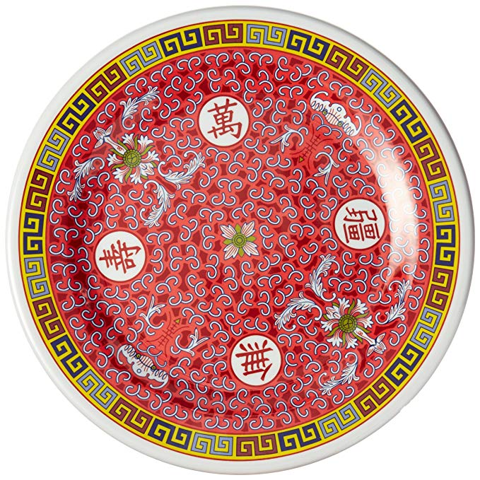 Thunder Group Peacock Collection 12-Pack Plate, 11-3/4-Inch, Melamine, Red